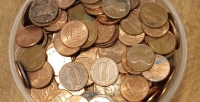 Lincoln Cents in a small bucket